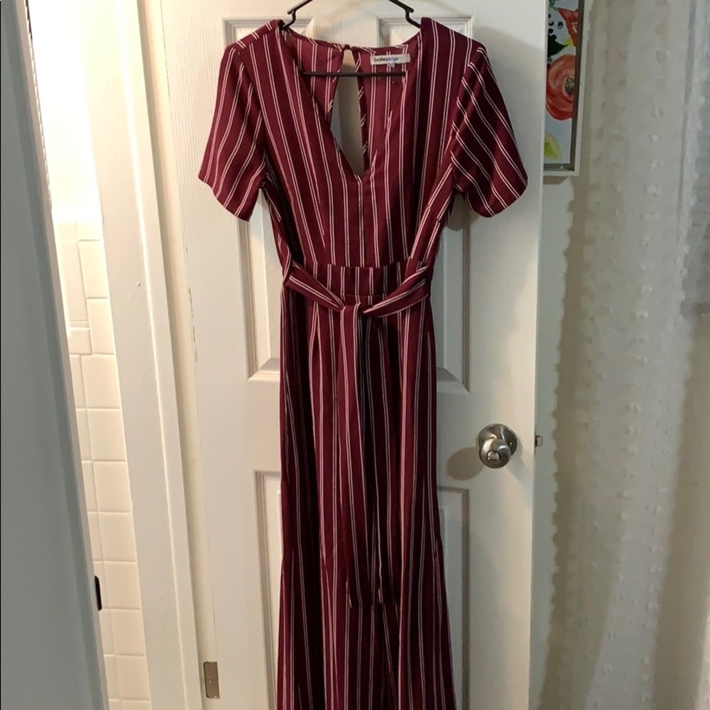 Red stripped jump suit